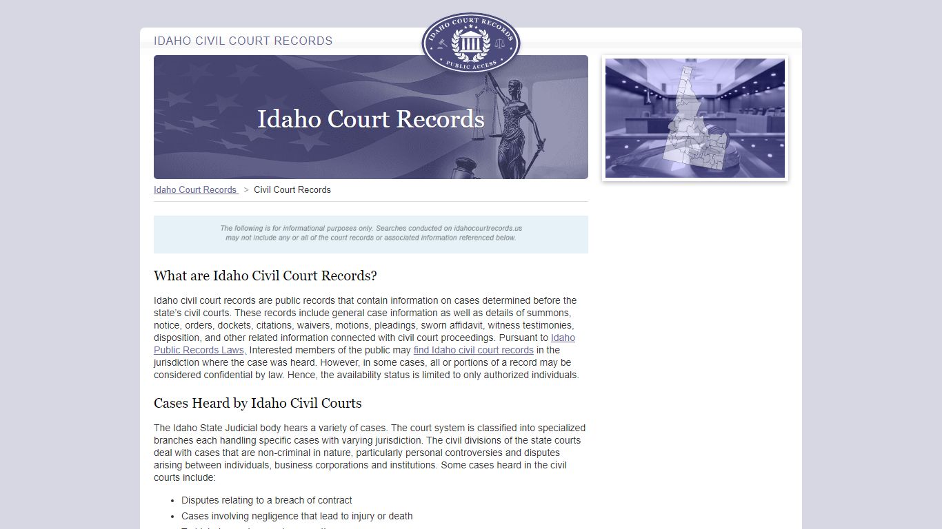 Idaho Civil Court Records | IdahoCourtRecords.us